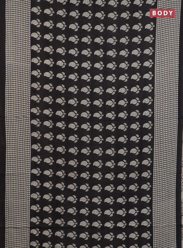 Jaipur cotton saree black with allover prints and printed border