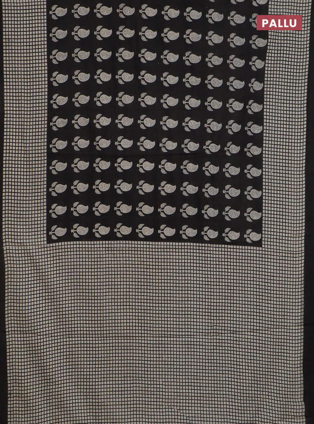Jaipur cotton saree black with allover prints and printed border