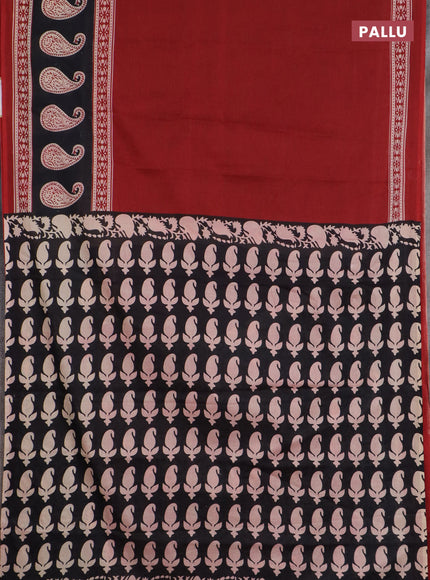 Jaipur cotton saree maroon and black with plain body and long printed border