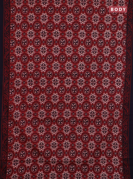 Jaipur cotton saree maroon and navy blue with allover butta prints and printed border
