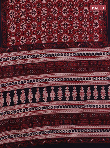 Jaipur cotton saree maroon and navy blue with allover butta prints and printed border
