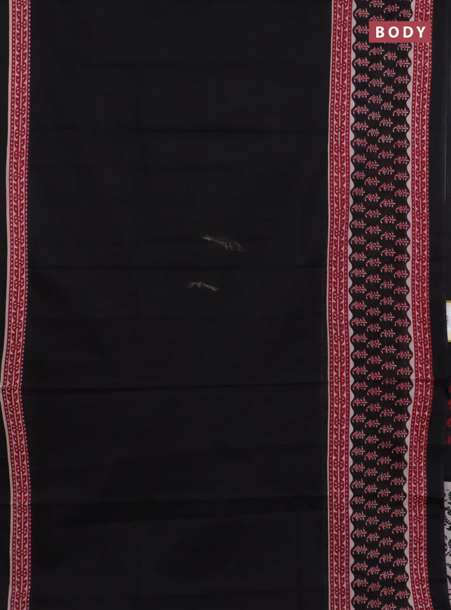 Jaipur cotton saree black and maroon with allover batik prints and long printed border