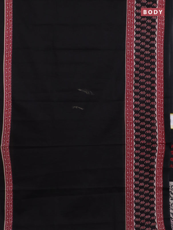 Jaipur cotton saree black and maroon with allover batik prints and long printed border