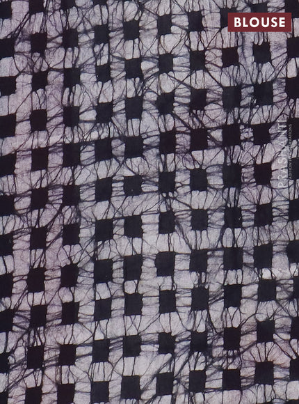 Jaipur cotton saree black and maroon with allover batik prints in borderless style