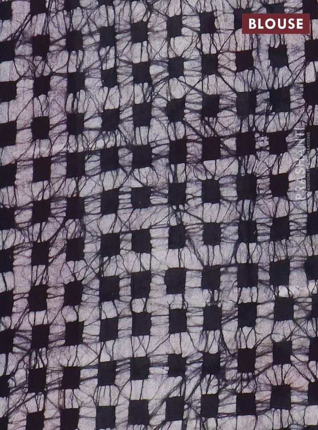 Jaipur cotton saree black and maroon with allover batik prints in borderless style