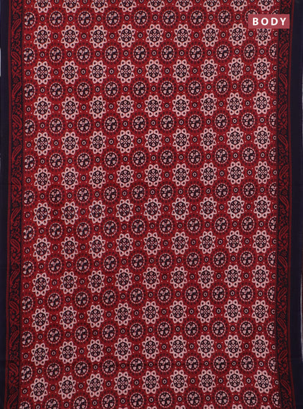 Jaipur cotton saree maroon and black with allover prints and printed border