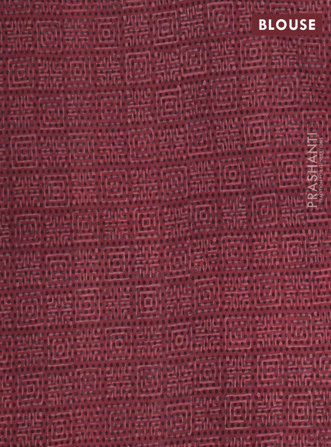 Jaipur cotton saree maroon and black with allover prints and printed border