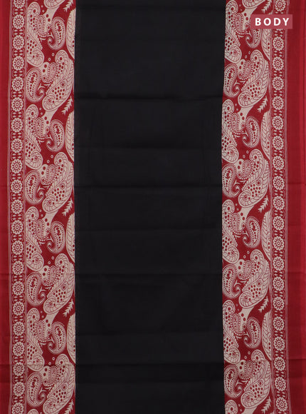 Jaipur cotton saree black and maroon with plain body and long printed border