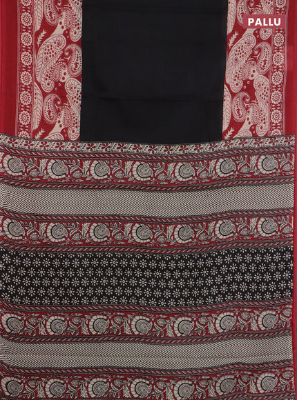 Jaipur cotton saree black and maroon with plain body and long printed border
