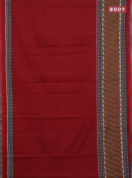 Jaipur cotton saree maroon and black with plain body and printed border