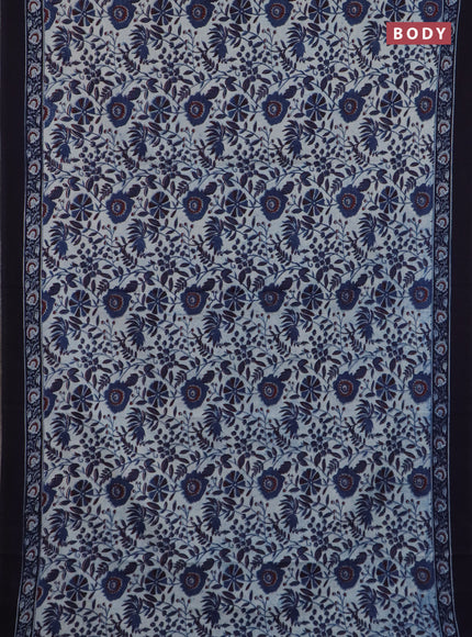 Jaipur cotton saree navy blue with allover prints and printed border