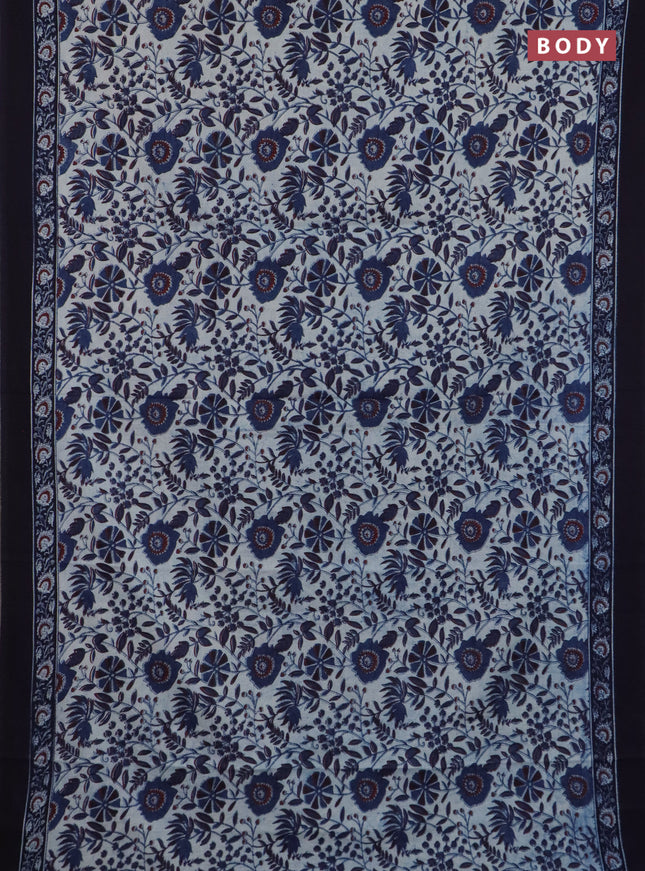 Jaipur cotton saree navy blue with allover prints and printed border