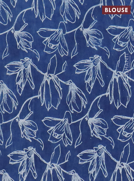 Jaipur cotton saree navy blue with allover prints and printed border