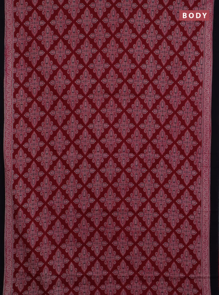 Jaipur cotton saree wine shade and navy blue with allover butta prints and printed border