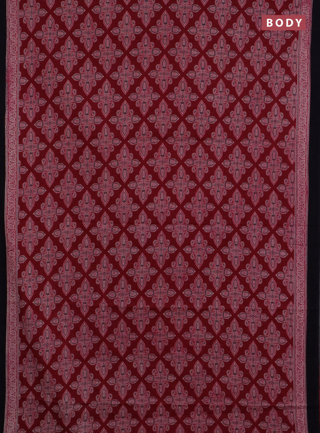 Jaipur cotton saree wine shade and navy blue with allover butta prints and printed border