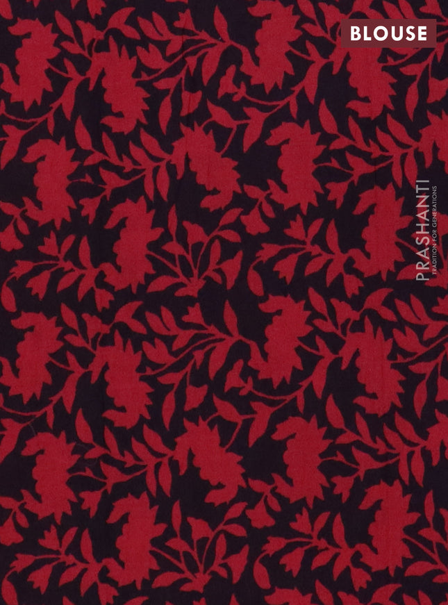 Jaipur cotton saree wine shade and navy blue with allover butta prints and printed border