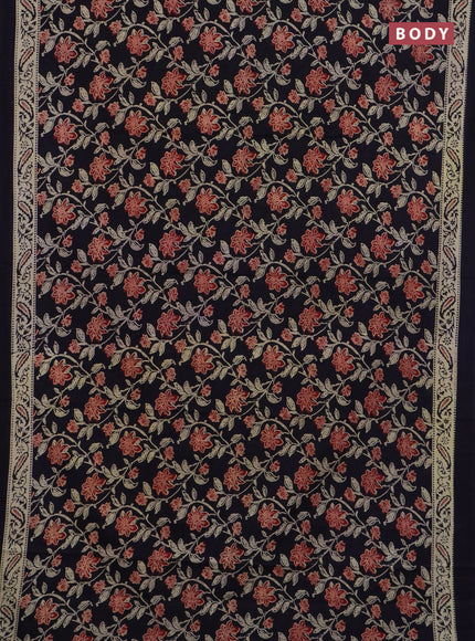 Jaipur cotton saree navy blue with allover prints and printed border