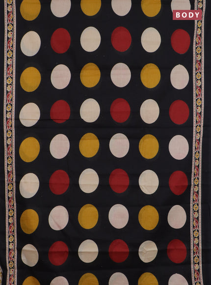 Jaipur cotton saree black with allover geomatric prints and printed border