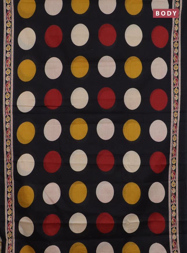 Jaipur cotton saree black with allover geomatric prints and printed border