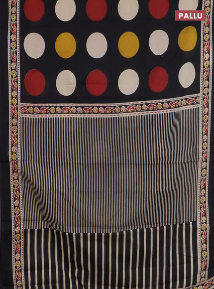 Jaipur cotton saree black with allover geomatric prints and printed border