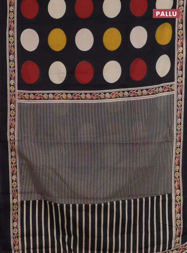 Jaipur cotton saree black with allover geomatric prints and printed border