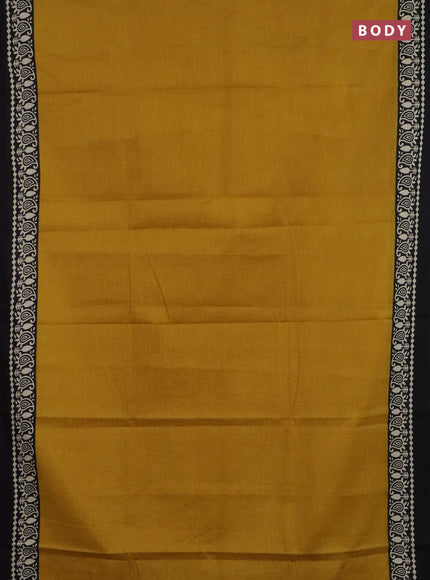 Jaipur cotton saree mustard yellow and black with allover prints and printed border