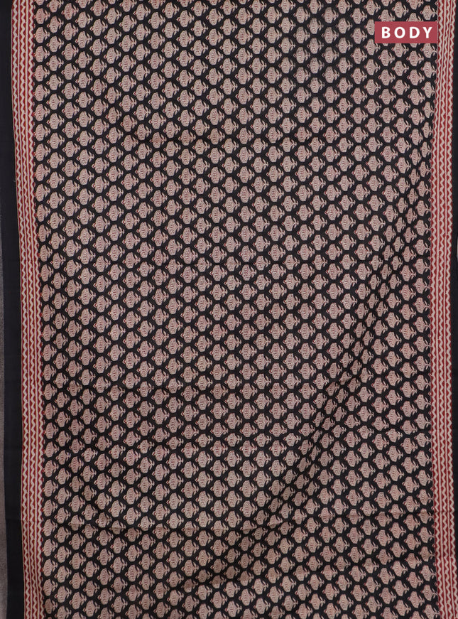 Jaipur cotton saree black with allover prints and printed border