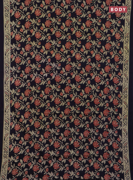 Jaipur cotton saree navy blue with allover prints and printed border