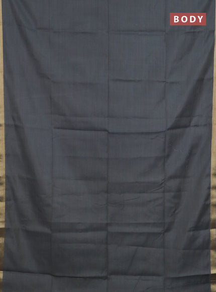 Linen cotton saree grey and sandal with plain body and hand painted pallu