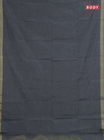 Linen cotton saree grey and sandal with plain body and hand painted pallu