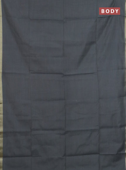 Linen cotton saree grey and sandal with plain body and hand painted pallu