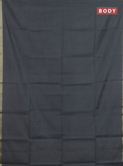 Linen cotton saree grey and sandal with plain body and hand painted pallu
