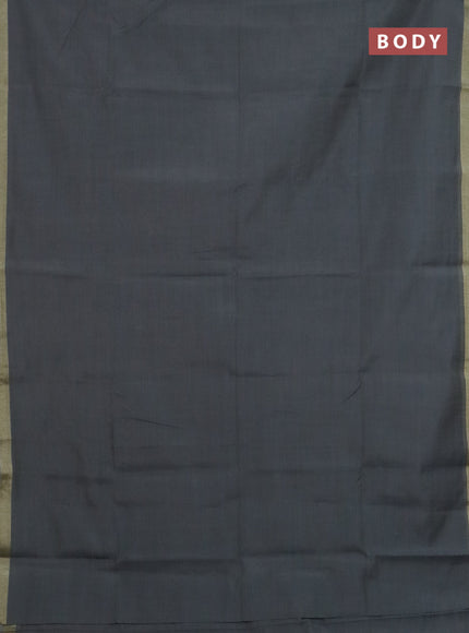 Linen cotton saree grey and sandal with plain body and hand painted pallu