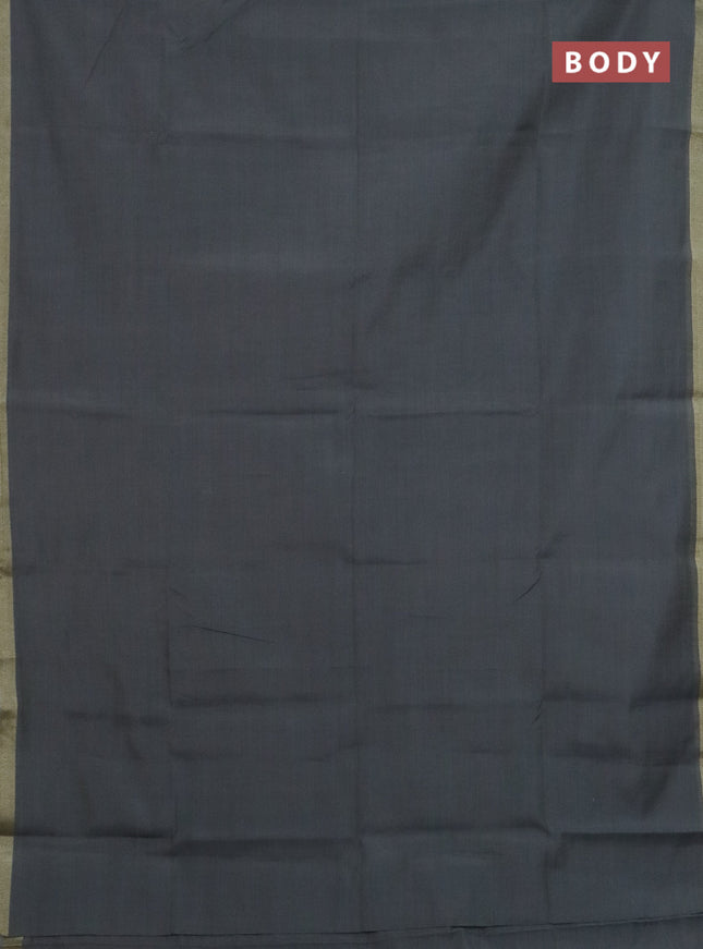 Linen cotton saree grey and sandal with plain body and hand painted pallu