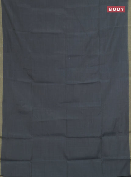 Linen cotton saree grey and sandal with plain body and hand painted pallu