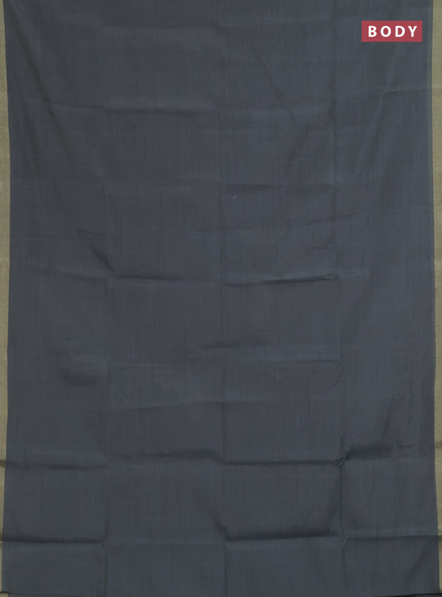 Linen cotton saree grey and sandal with plain body and hand painted pallu