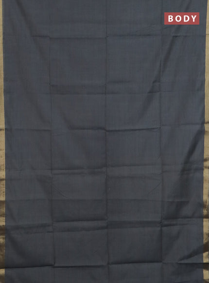 Linen cotton saree grey and sandal with plain body and hand painted pallu