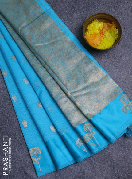Art kota saree light blue with zari woven buttas and zari woven floral butta border