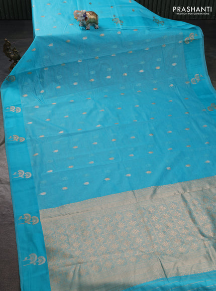 Art kota saree light blue with zari woven buttas and zari woven floral butta border