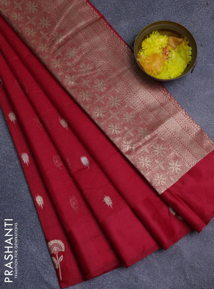 Art kota saree red with zari woven buttas and zari woven floral butta border