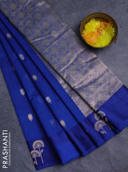 Art kota saree blue with zari woven buttas and zari woven floral butta border