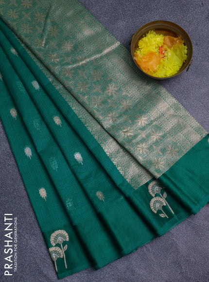 Art kota saree green with zari woven buttas and zari woven floral butta border