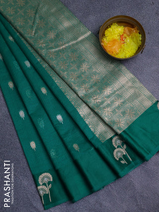 Art kota saree green with zari woven buttas and zari woven floral butta border