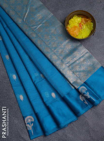 Art kota saree cs blue with zari woven buttas and zari woven floral butta border