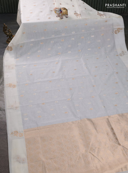 Art kota saree off white with zari woven buttas and zari woven floral butta border