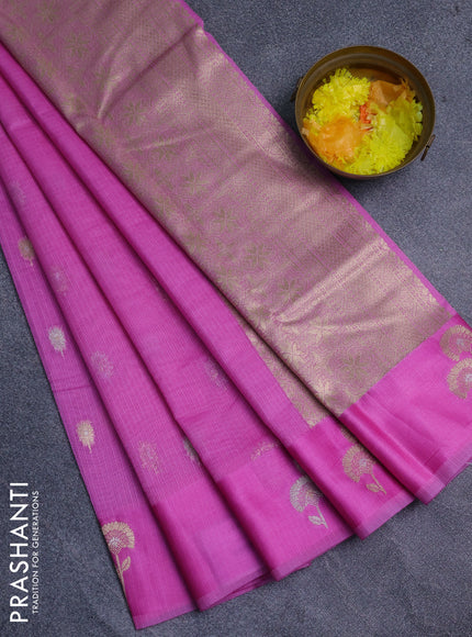 Art kota saree light pink with zari woven buttas and zari woven floral butta border