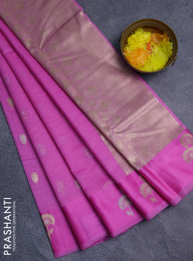 Art kota saree light pink with zari woven buttas and zari woven floral butta border