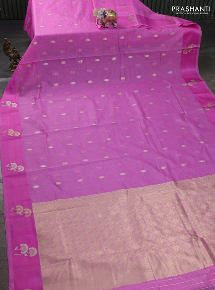 Art kota saree light pink with zari woven buttas and zari woven floral butta border