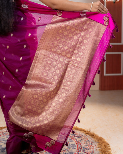 Art kota saree purple with zari woven buttas and zari woven floral butta border