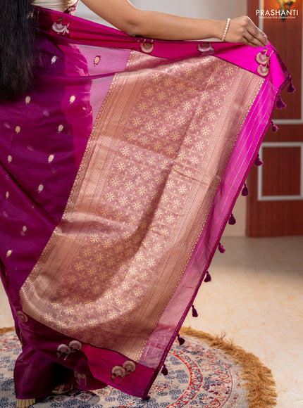Art kota saree purple with zari woven buttas and zari woven floral butta border